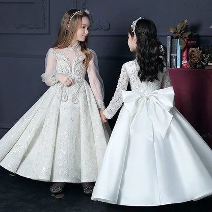 Mädchen Erstkommunion Kleid Blumen mädchen Hochzeit Pailletten Kleider für Kinder Klavier Leistung Vestidos Kinder Festzug Ballkleid.