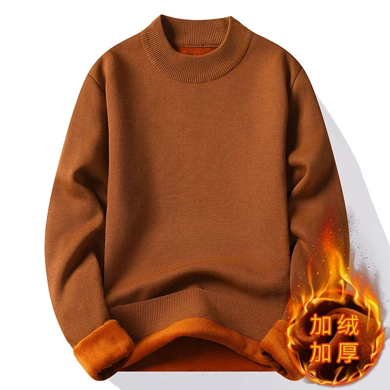 Knitwear Sweater New Autumn/Winter Mock Neck Sweatshirts Solid Color Pullovers Man Brand Casual Mens Clothing.