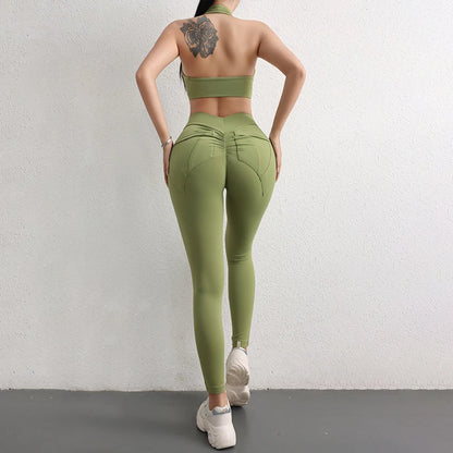TRY TO BN Sports Stretch Leggings Fitness Yoga Pants Women Back Pockets High Waist Push Up Leggings Workout Running Gym Clothing.