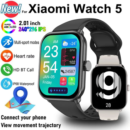 For Xiaomi Watch 5 Global Version Men Women HD AMOLED Display Heart Rate Bluetooth Call GPS Track Waterproof Sports Smart Watch.