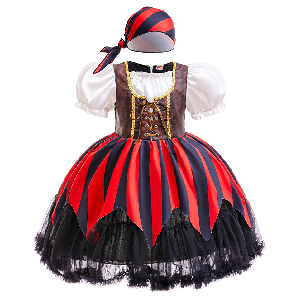 Halloween Mädchen Cosplay Piratenkapitän Kleid Kinder Karneval Event Maskerade Party Festival Kostüm Kinder Performance Bekleidung.