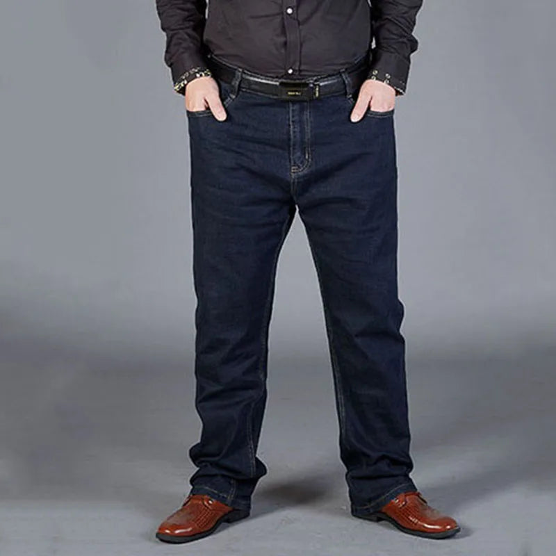 Übergroße Jeans für Herren 10XL (50 Zoll) – Stretchhose mit geradem Bein in Übergröße, Blau, große und große Streetwear, klassisches 5-Taschen-Design.