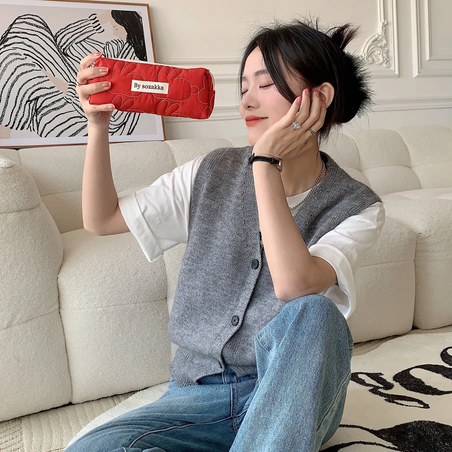 2025 Cute Rabbit Travel Cosmetic Lipstick Purse Storage Bag Kawaii Women Makeup Handbags Organizer Wallet Pouch Pencil Case Bags