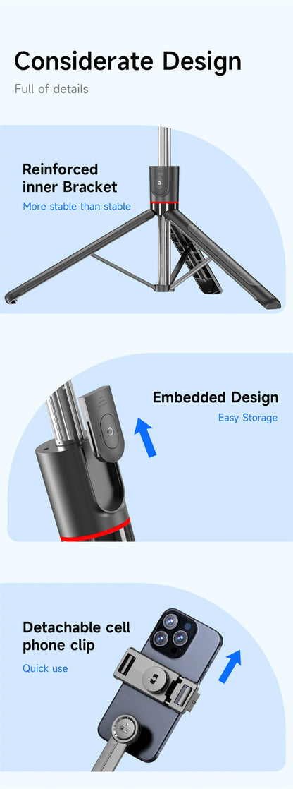 FGCLSY Selfie Stick Tripod Extendable Wireless Bluetooth Remote Portable Smartphone Tripod Stand Mount For iOS Android Phone.