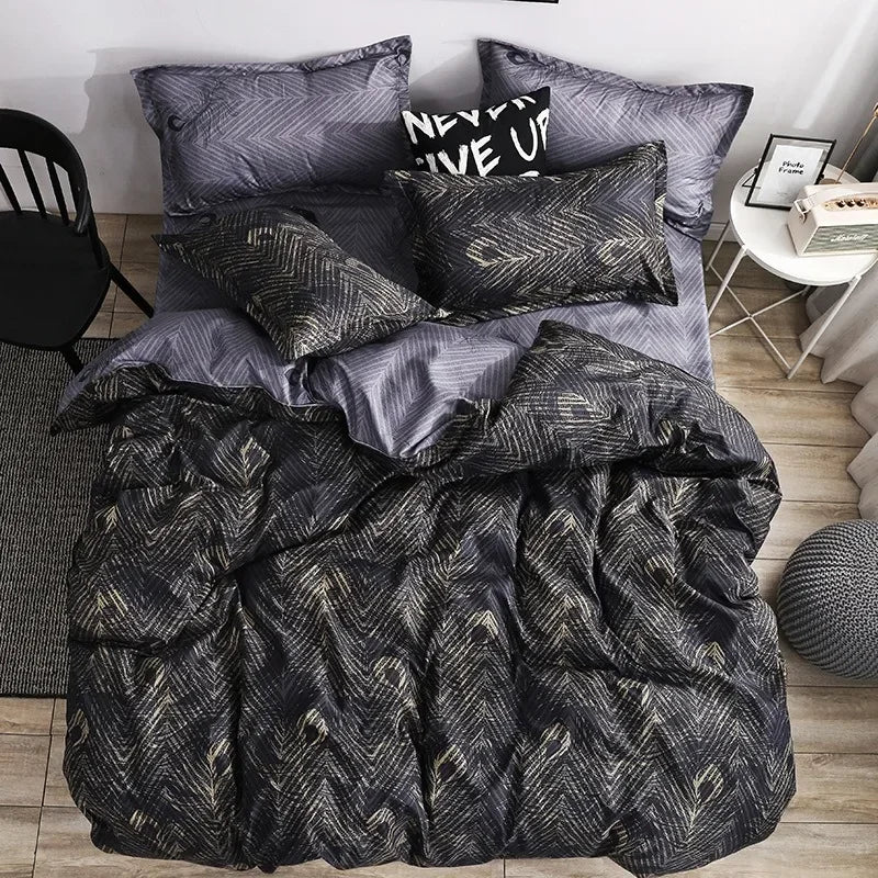 3pcs Couple Duvet Cover with Pillow Case Nordic Comforter Bedding Set Quilt Cover Queen/King Double or Single Bed.