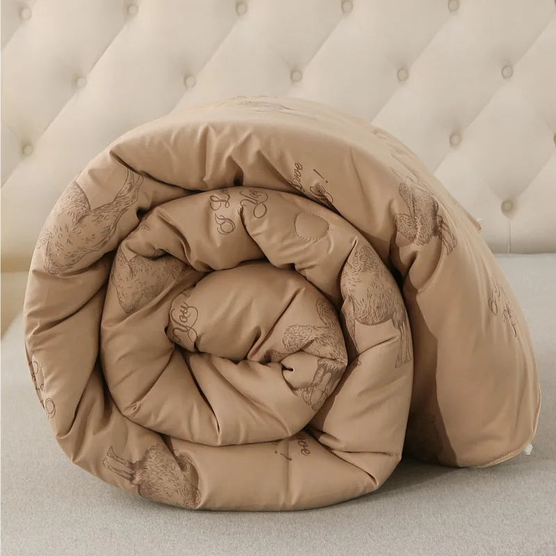 2025 new thickened polished camel hair quilt winter quilt student spring and autumn universal warm quilt in all seasons.