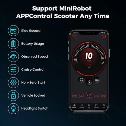 iScooter ix3Electric scooter 800W Motor 48V10AH Battery support Minirobot application control 10-inch tire city commuter scooter.