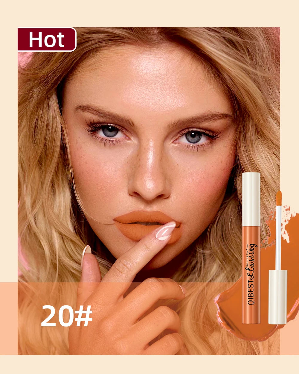 QIBEST Matte Liquid Lipstick Waterproof Long Lasting Lip Gloss Velvet Mate Nude Red Tint Tube Lipsticks Lipgloss Makeup Cosmetic.