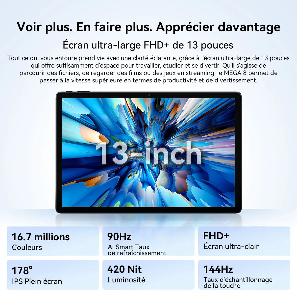 Blackview Mega 8 [No EU Charger] Tablet 11000mAh 13" FHD Display 36GB+512GB 50MP+13MP+0.08MP Android 15 90Hz 2K Dual SIM 4G 1080P.