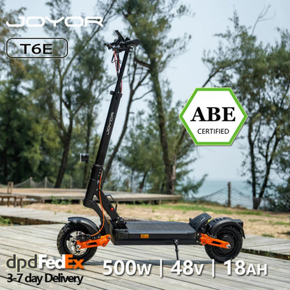 Joyor T6E ABE Electric Scooter for Adults 500W Folding E-scooter with 48V 18Ah Battery.