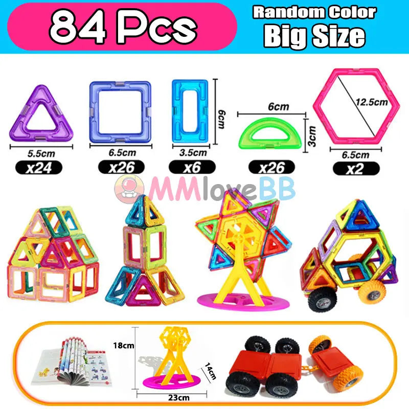 Magnets Toys for Kids Big Size Plus Magnetic Blocks for Children Designer Constructor Set Toys for Boys Building Blocks.