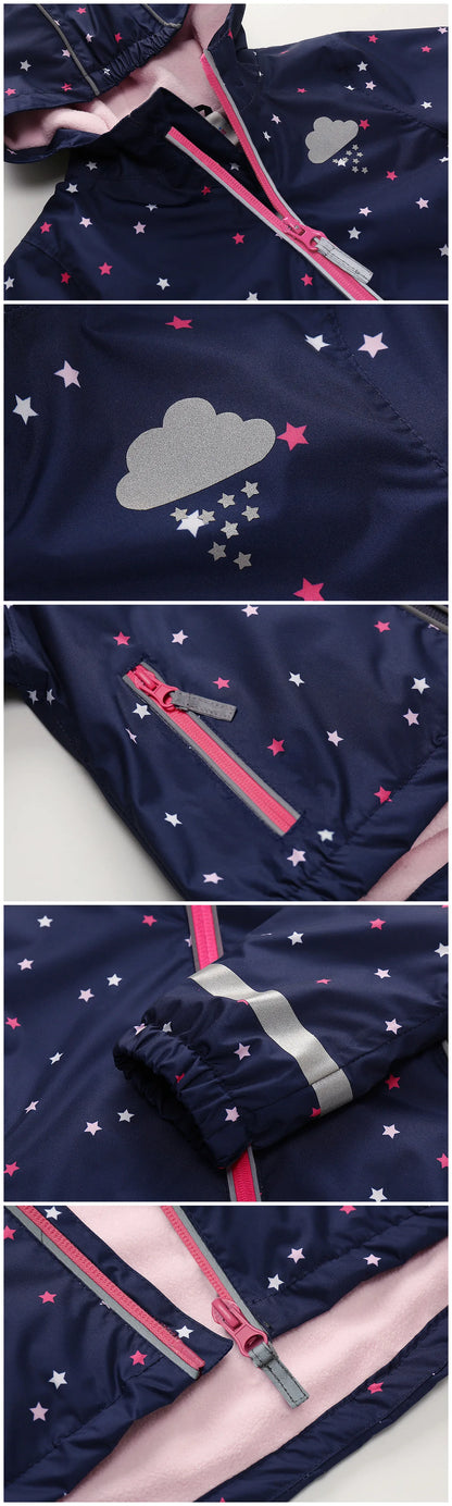 HONEYKING Children's Clothing Sets Raincoat Suit Baby Waterproof Overalls Pants Girls Jumpsuit For Kids Jacket And Trousers Set.