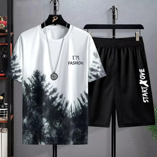 Summer Quick Drying Men's Sets Fashion tracksuits Casual Breathable Short Sleeve 3D Printed Sports T-shirt+Shorts Basketball Set.