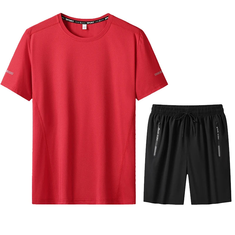 6pcs Men T-shirt Tracksuit Sets Plus Size 5XL/6XL/7XL 90-175kg Quick Dry Round Neck Short Sleeve Sportwear Big Size Men Clothing.