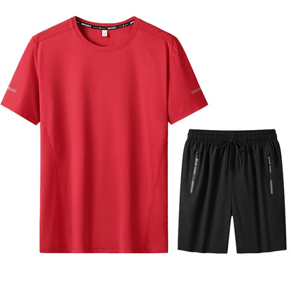 6pcs Men T-shirt Tracksuit Sets Plus Size 5XL/6XL/7XL 90-175kg Quick Dry Round Neck Short Sleeve Sportwear Big Size Men Clothing.