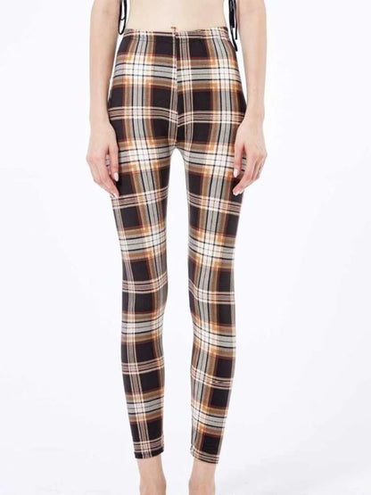 CUHAKCI Mode Plaid Druck Leggings Frauen Sexy Fitness Leggins Grid Floral Streifen Hosen Hohe Taille Bleistift Hosen