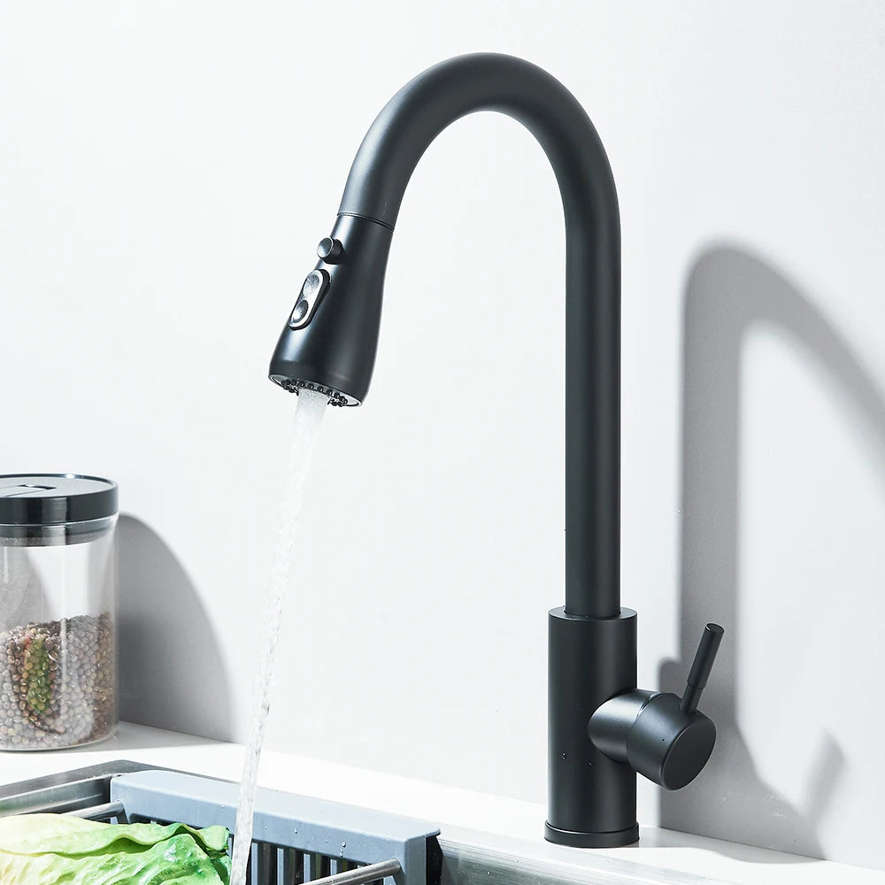 Kitchen Faucet Brushed Nickel Hot and Cold Water Faucet Kitchen Sink Faucet Pull-out Sprayer For Kitchen Sink Faucet