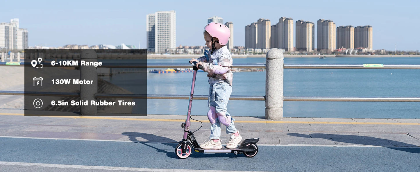 RCB R12 Electric Scooter for Kids Age 6-12, Colorful Lights, 6.5" Foldable E Scooter, LED Display, Lightweight Electric Scooter.