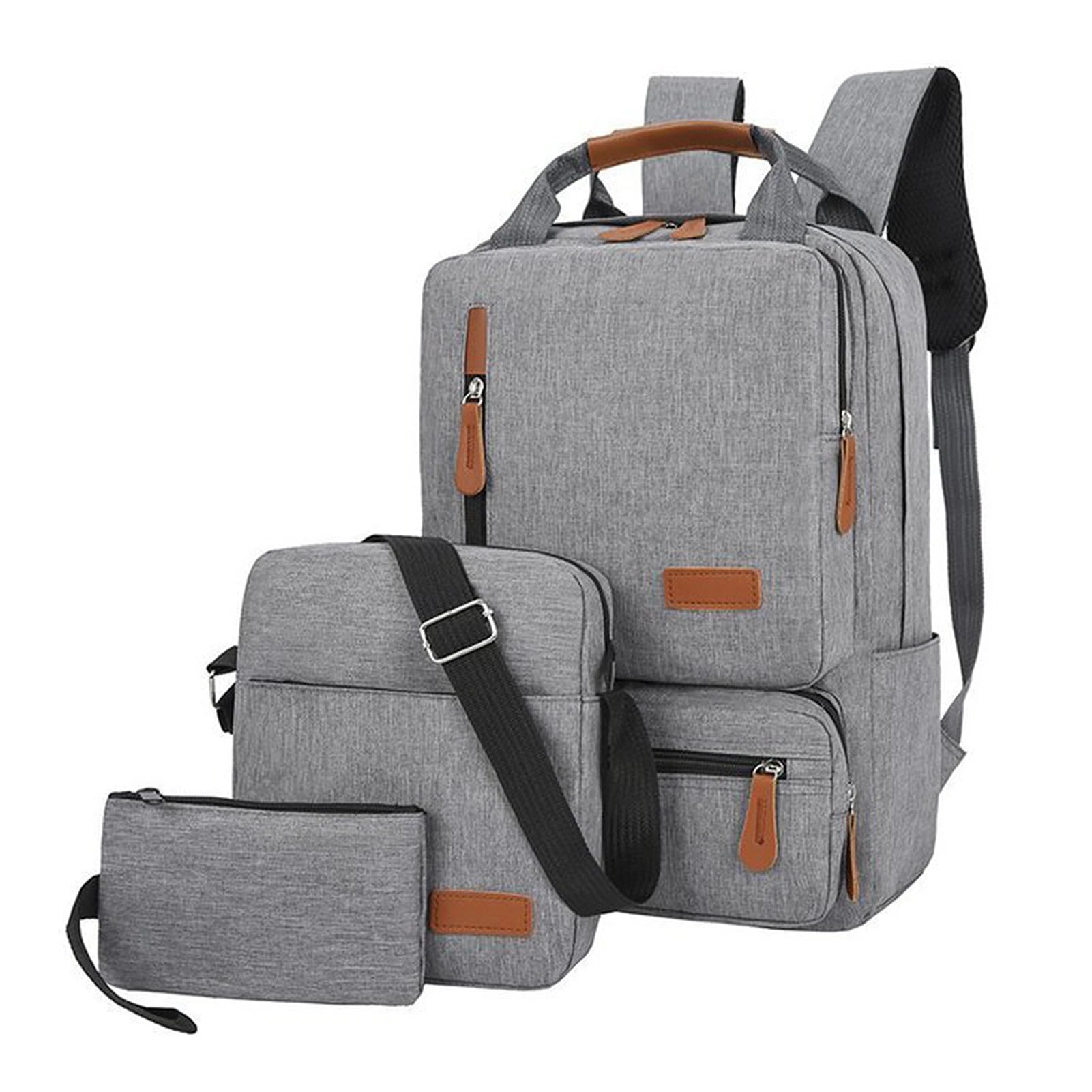 3pcs Backpack Set Women Men Laptop Backpack Shoulder Bag Small Pocket for Travel School Business Work College Fit Up to 14.5inch.