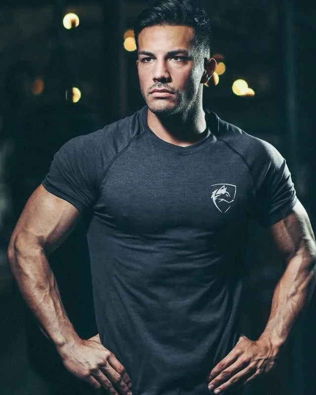 Men Tshirt Bodybuilding Tight Compression Quick-drying Muscle Shirt Fitness Workout Basketball Running Clothing Men T-shirt.