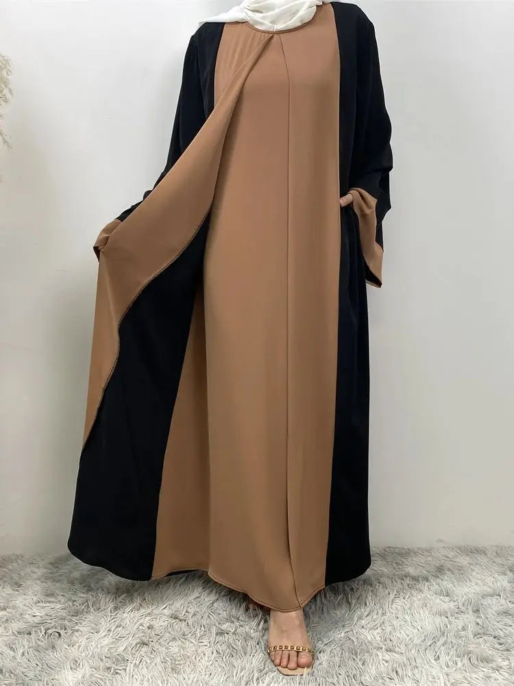 Ramadan Eid Muslimischen Abaya Dubai Luxus Spleißen Gefälschte Zwei Stücke Abayas Für Frauen Kaftan Modest Kleid Islam Kaftan Marocain Femme.