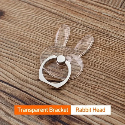 Transparent Cute Animal Round Phone Stand Foldable 360 Rotating Mobile Phone Ring Holder Smart Phone Accessories