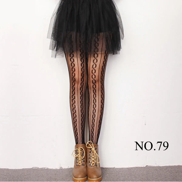 Woman Girls Fashion Gothic Fishnet Stockings Snake Skull Stripeds Socks Mesh Tights Panties Lolita Plus Size Pantyhose Leggings