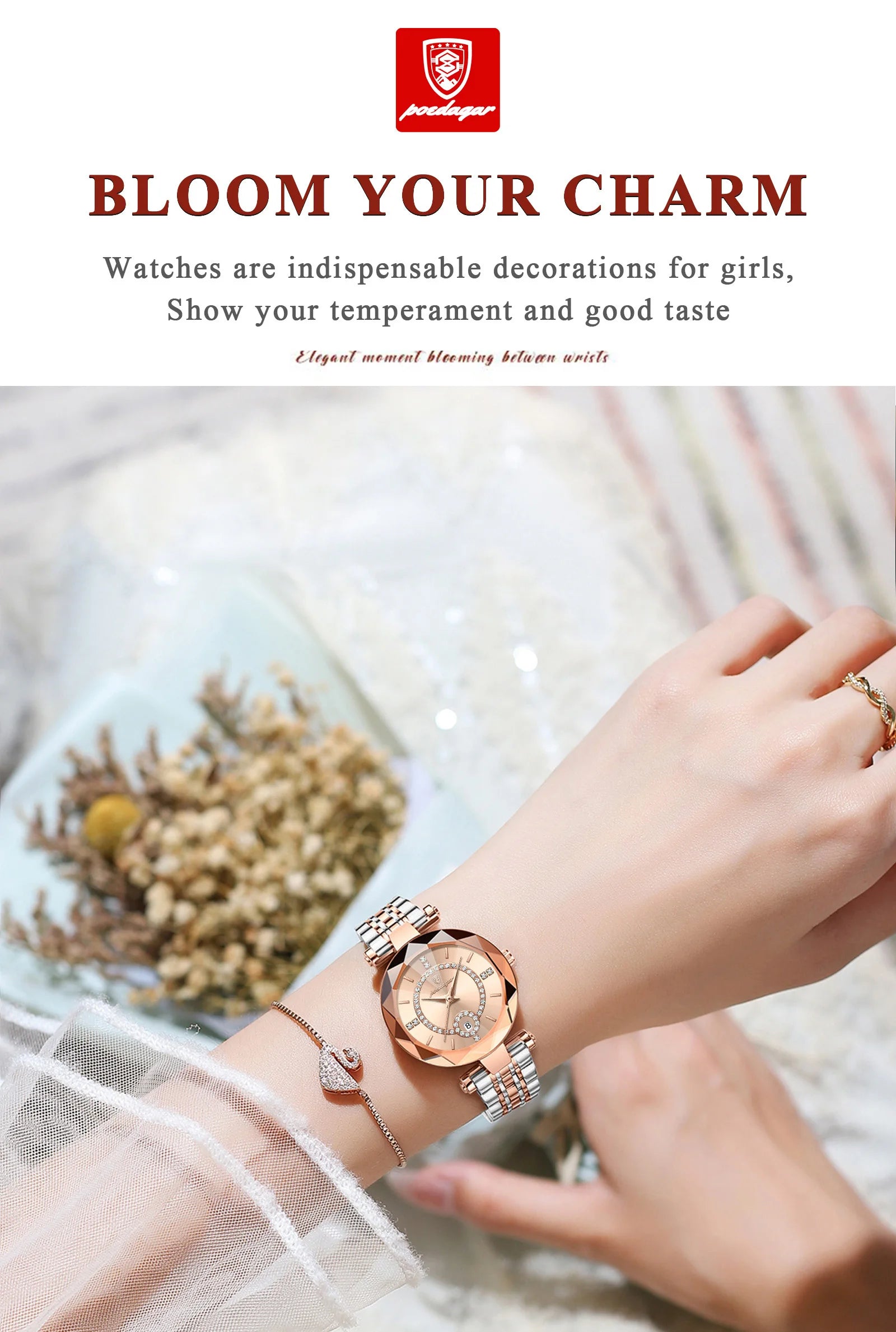POEDAGAR Fashion Original Wristwatch For Woman Waterproof Stainless Steel Date Quartz Ladies Watch Luxury Casual Women's Watches.