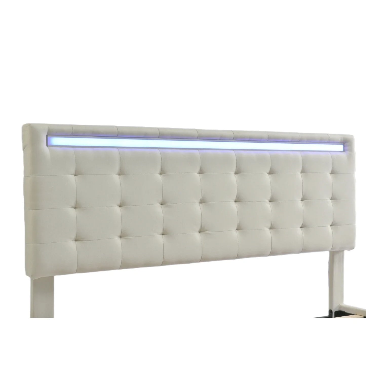 Rosahqnda Polsterbett 140/160 x 200 cm, LED-Schwebebettgestell mit USB-Ports, Doppelbett ohne Matratze, Leinenstoff