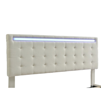 Rosahqnda Polsterbett 140/160 x 200 cm, LED-Schwebebettgestell mit USB-Ports, Doppelbett ohne Matratze, Leinenstoff