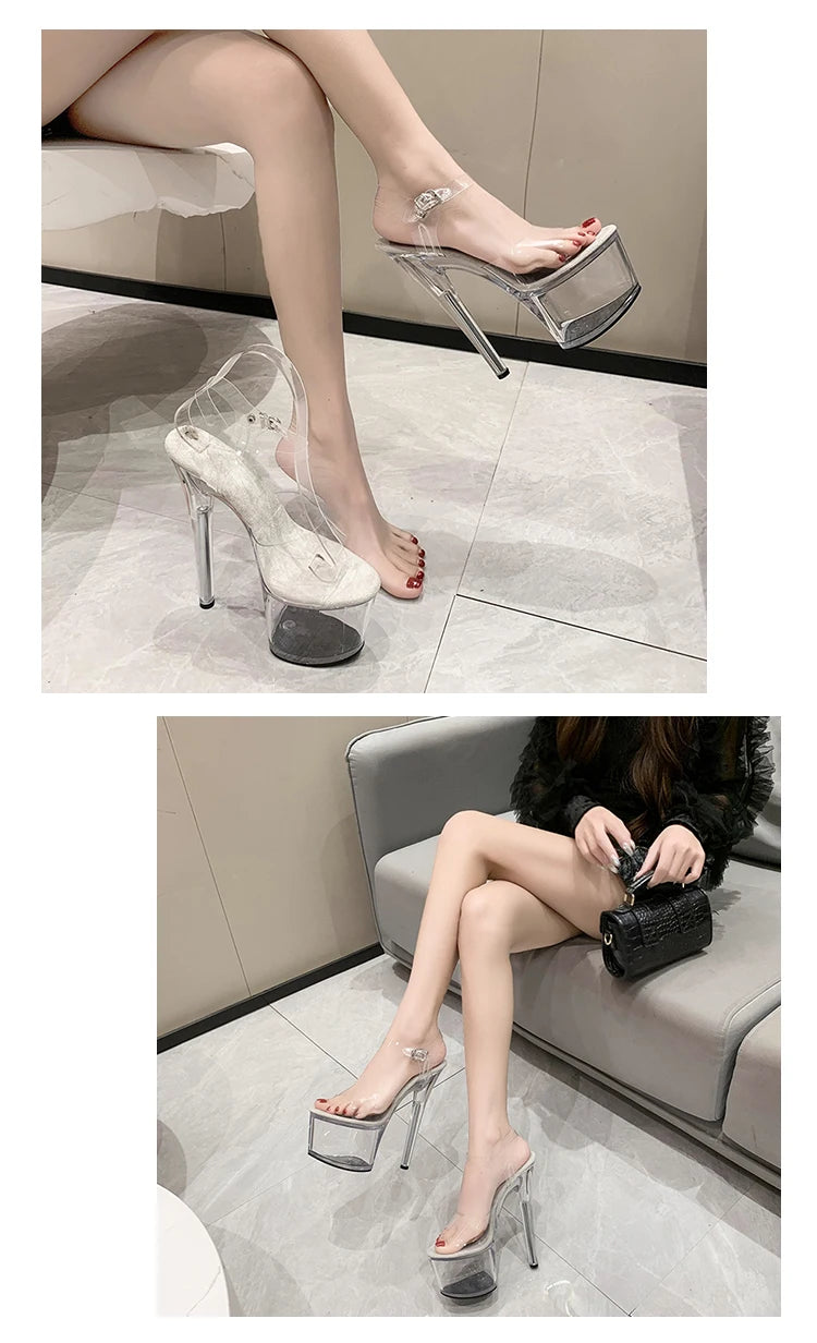 Platform sandals Girl shoes 20CM crystal Summer high heels ladies shoes on sale Pole Dance Pumps sandalias de mujer verano.