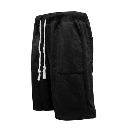 2024 Summer New Men's High Street Casual Loose Jacquard Sportswear V-Neck Short Sleeve Shorts Men's Fashion Suit