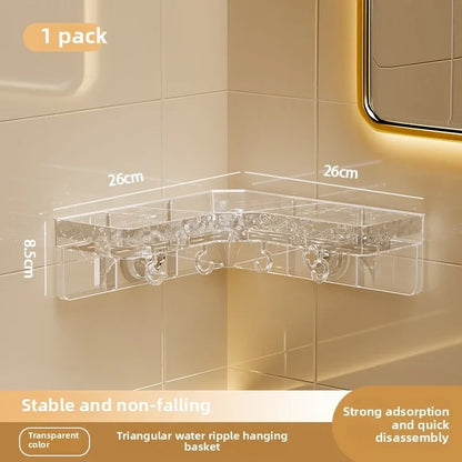 Eckregal mit gewelltem, nicht perforiertem Saugnapf, für Badezimmer, WC, Stativ, Duschregal, Wandmontage, Handtuch-Organizer, platzsparend