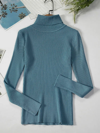 JMPRS Rollkragenpullover Frauen Mode Einfache Winter Pullover Jumper Hohe Elastische Gestrickte Herbst Weibliche Grundlegende Tops Casual Bluse