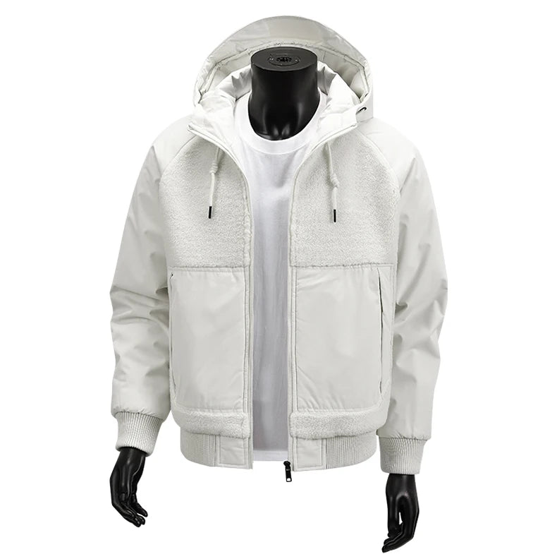 Outdoor Hiking Jacket Winter Fleece Windproof Camping Fishing Hooded Jacket Male Thick Warm Trekking Climbing Skiing Casual Coat.