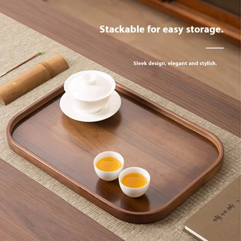 Gianxi Japanese Bamboo Household Tray Rectangular Hotel Solid Wood Dinner Plate Afternoon Tea Dessert Dim Sum Plate Tea Tray.
