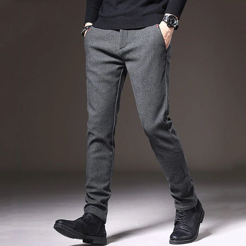 Men's Straight Leg Long Daily Pants Casual Straight Slim Fit Narrow Leg Trousers Stylish Male Suit Work Fashion Blue Gray Pants.