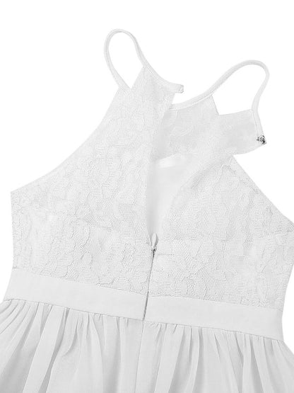 Sommer Mode Blume Mädchen Kleid Hochzeit Geburtstag Party Kinder Lange Kleid Vestido Elegante Halter Neck Floral Spitze Prinzessin Kleid