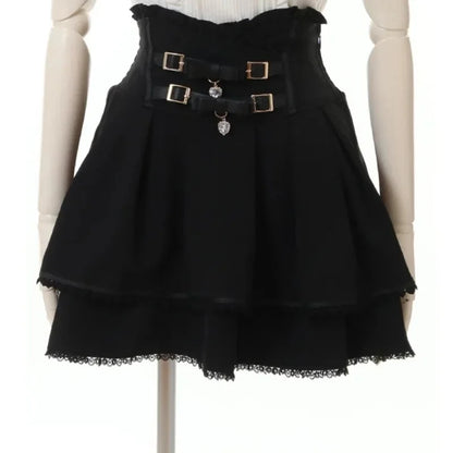 Japan Style High Waist Pleated Mini Skirts Bow Knot Design Mini Skirts Kawaii Slim Fit A-line Skirts Pink Lace Skirts For Women.