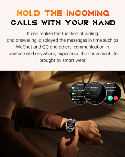 New Outdoor Sport Smart Watch Men 1.46" AMOLED Screen LED Flashlight 515mAh Battery 10ATM Waterproof Bluetooth Call Smartwatch.