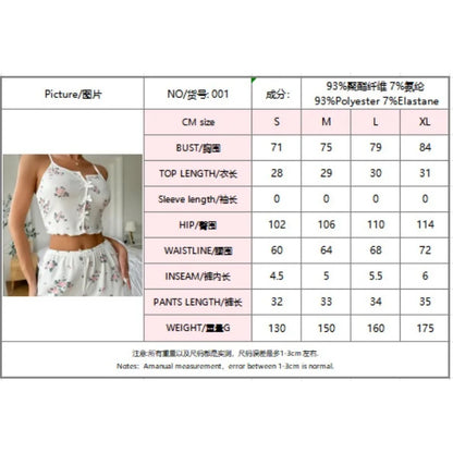 Damen Sexy Pyjamas Herz Wimpern Bedrucktes Pyjama Set V-Ausschnitt Camisole Top Shorts Loungewear.