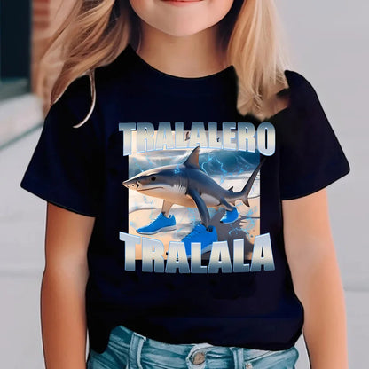 Italian Brainrot Animals Kids Cotton T-shirt Cappuccino Assassino Short Sleeve Tops for Kids Funny Meme Cute Tee Summer Clothing.