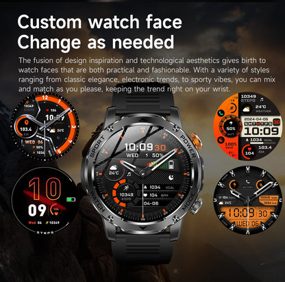 LIGE 2025 New 1000mah Smart Watch Men AMOLED HD Display Sport Fitness LED Flashlight Bluetooth Call Smartwatch For HUAWEI XIAOMI.