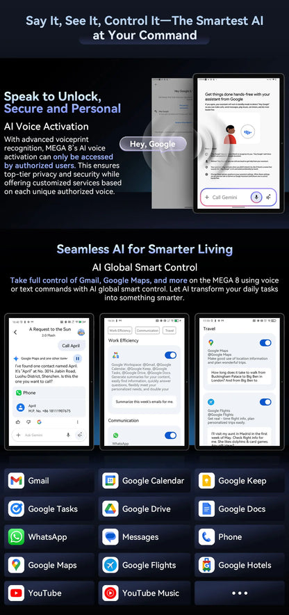 Blackview Mega 8 [No EU Charger] Tablet 11000mAh 13" FHD Display 36GB+512GB 50MP+13MP+0.08MP Android 15 90Hz 2K Dual SIM 4G 1080P.