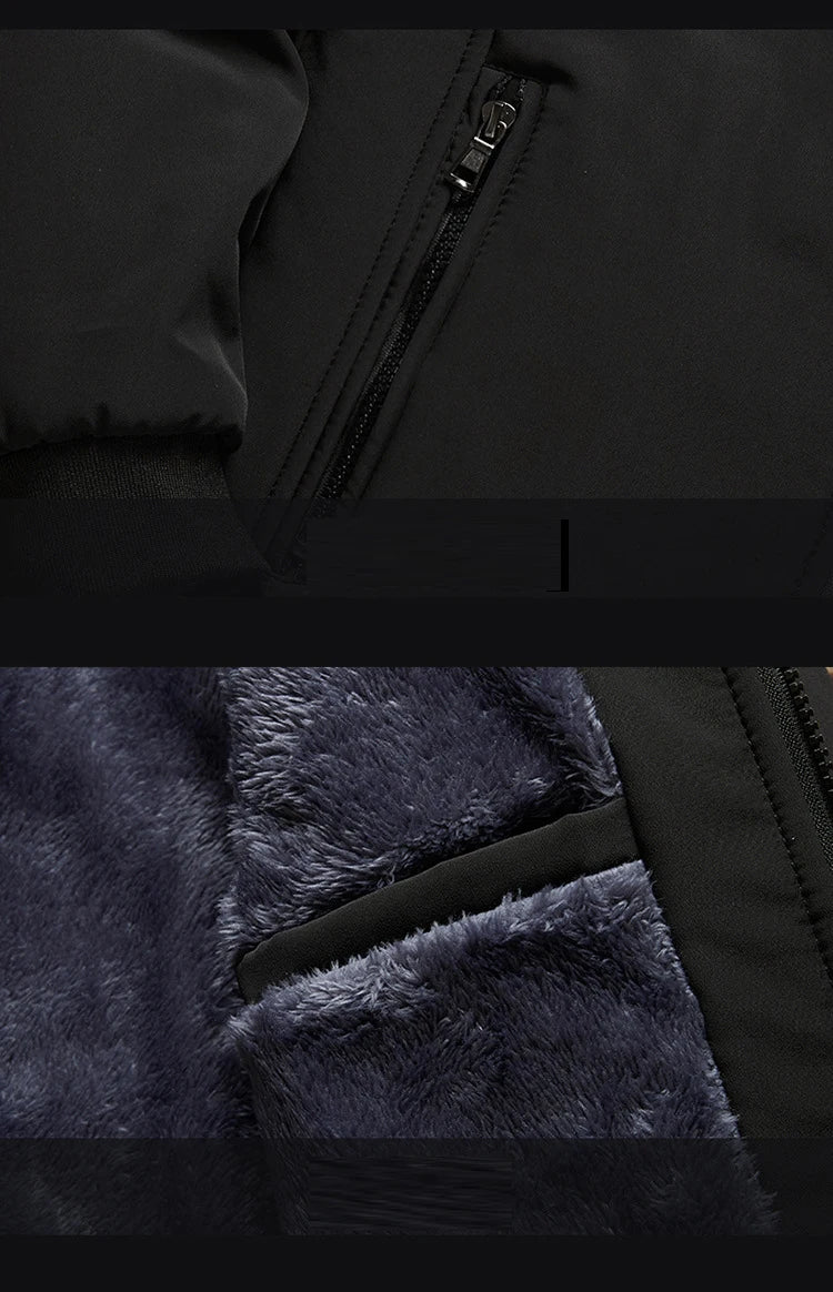 New Thicken Winter Jackets for Men's Winter Coats Warm Fleece Inner Jacket Men Business Stand Collar Parkas Man Outerwear L-3XL.