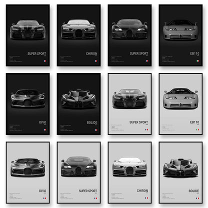 CHIRON EB110 Canvas Wall Art Print Poster DIVO Sports Car Decoration Painting Modern Home Decoration Painting Car Lover Gift.