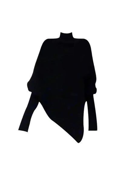 Women Black Gothic Pullover Sweater Harajuku Aesthetic Y2k Long Sleeves Turtleneck Knitted Sweaters Vintage 2000s Clothes Autumn.