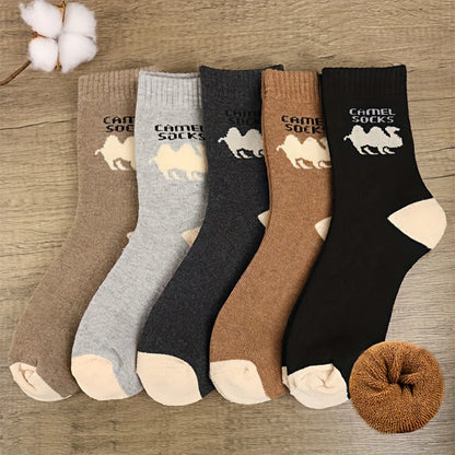 5 Pairs Men Thicken Warm Socks High Quality Casual Comfortable Soft Against Cold Snow Winter Middle Tube Women Male's Sock.