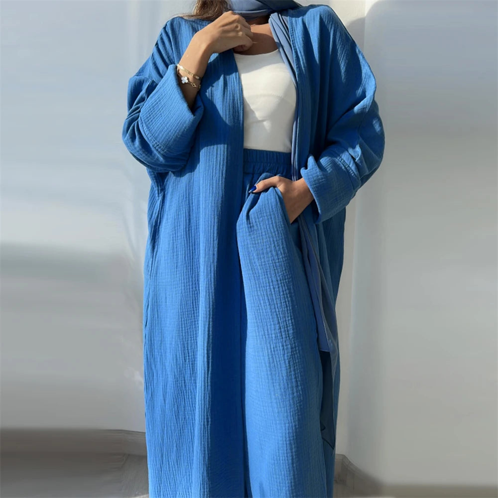 Modest Kimono Abaya Dubai Muslim Sets Islam Kaftan Dresses Kebaya Robe Femme Musulmane Abayas For Women Caftan Marocain Djellaba