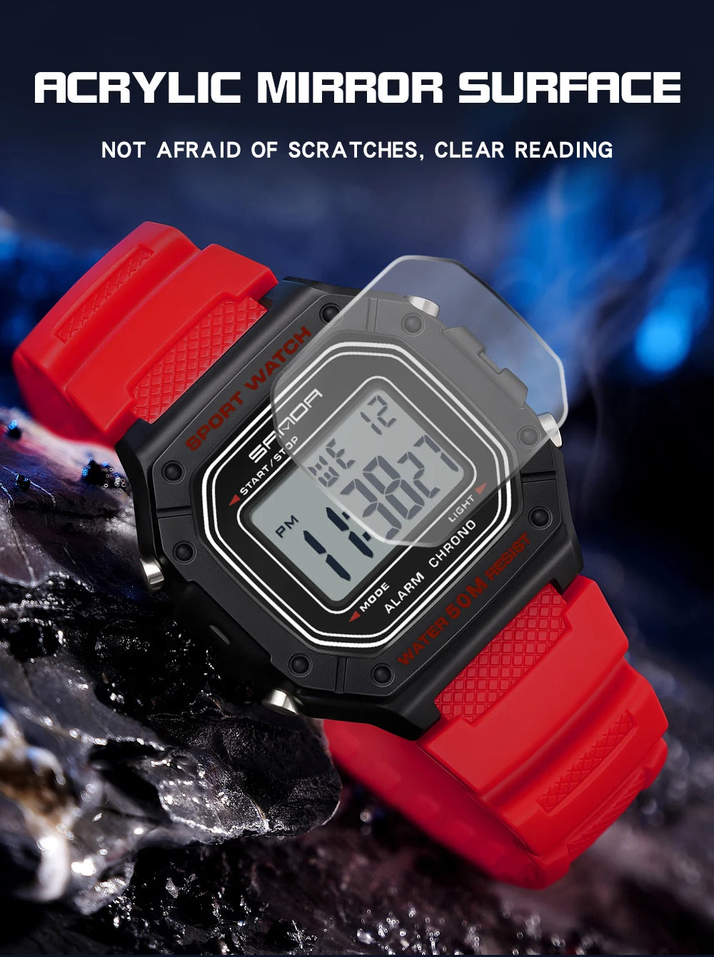 SANDA 2156 Fashion Mens Watch Military Water Resistant Sport Watches Army Big Dial Led Digital Wristwatches Stopwatches For Male.